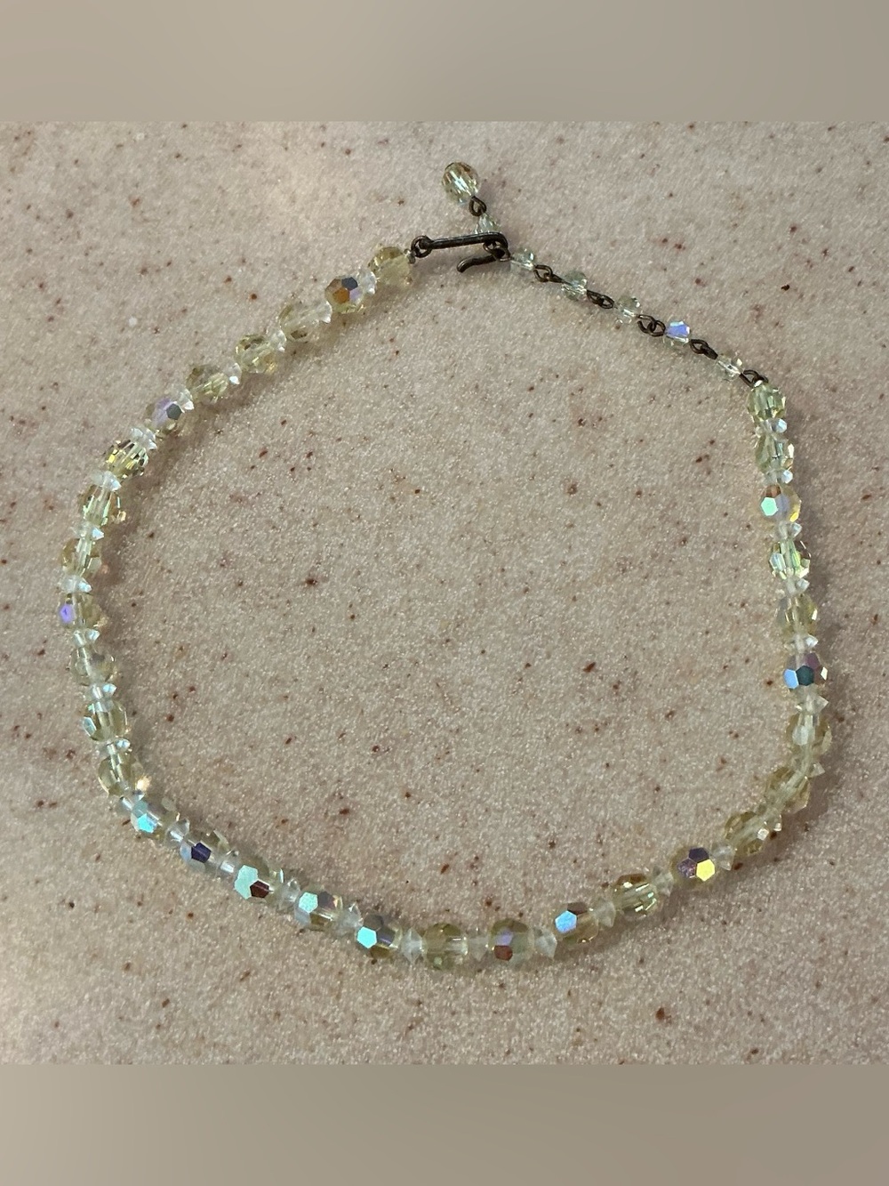 Crystal Bead Choker Necklace - Iridescent Pale Yellow